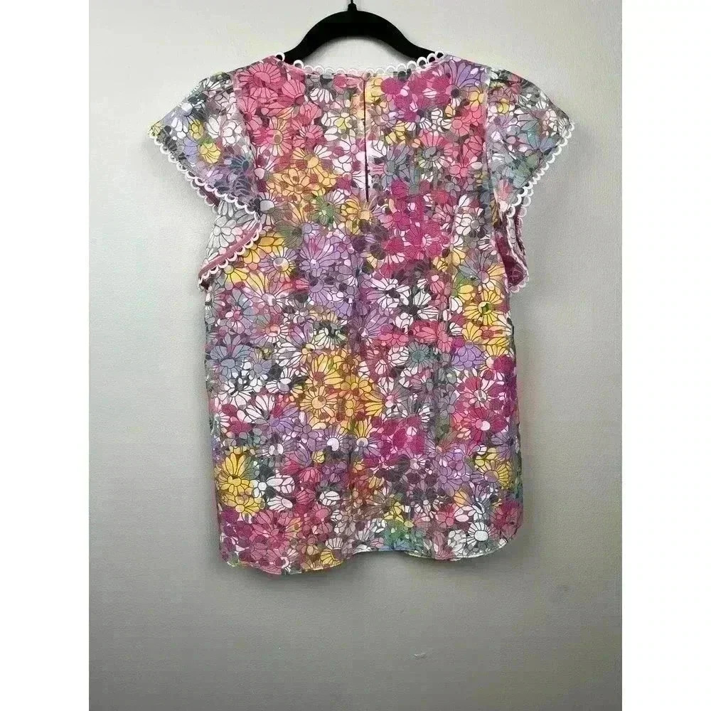 Kate Spade Floral Dots Burnout Top - size S - Picture 5 of 7